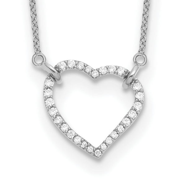 Auriga Fine Jewelry 14K White Gold 1.3 mm Diamond Heart Pendant Necklace 18" for Women