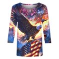 thumbnail image 5 of Womens 4th of July Shirts Memorial Day Blouse for Women Fourth of July T Shirt Womens American Flag Tops Patriotic Tee Printed Round Neck Three Quarter Sleeve 3/4 Sleeve T-Shirt Loose Top, 5 of 5