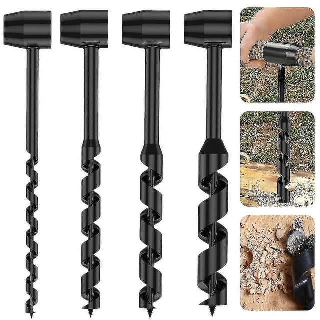 Hand Drill Carbon Steel Manual Auger Drill Portable Manual Survival Drill Bit Self-tapping Survival Wood Punch Tool