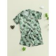 thumbnail image 4 of Conjunto de ropa de verano para niños: camisa de manga corta con cuello vuelto y pantalón corto con cintura elástica, estampado de dinosaurios., 4 of 9