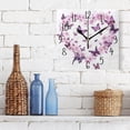 thumbnail image 4 of WOBOGO Purple Butterfly Pink Floral Wall Clock 7.78 Inch Battery Operated Silent Unit Square Rustic Vintage Style for Home Bedroom Office Gold Pointer, 4 of 8