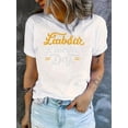thumbnail image 2 of Labor Day Letter Print Fashion T-Shirt for Women, Casual Crew Neck Short Sleeve Tee, 95% Polyester 5% Spandex, All-Season Comfortable Knit Fabric Top, 2 of 8