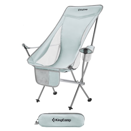 KingCamp Lightweight Highback Camping Chair with Cupholder & Pocket, Grey