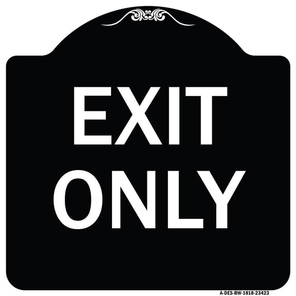 SignMission Designer Series Sign - Parking Lot Sign Exit Only | Black & White 18" X 18" Heavy-Gauge Aluminum Architectural Sign | Protect Your Business & Municipality | Made in the USA