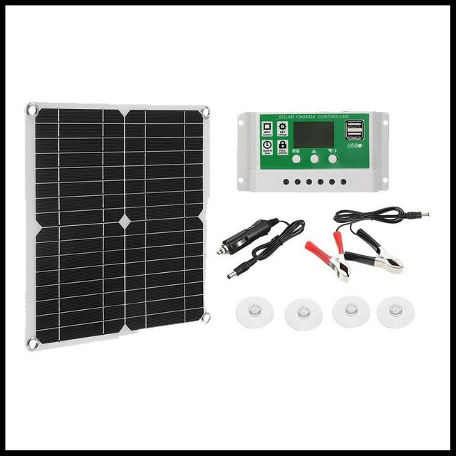 Kit de Panel Solar de 12W Cargador de BateríA de 50 una y 12 V con Controlador, Caravana, Barco