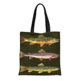 thumbnail image 1 of SIDONKU Canvas Tote Bag Fishing Three Trout Fish Fly Decorating Fisherman Woman Women Reusable Handbag Shoulder Grocery Shopping Bags, 1 of 1