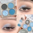 thumbnail image 1 of Heallor-paleta de sombra de ojos azul ballena, purpurina metálica, polvo de rubor pigmentado verde mate, sombra de ojos prensada de 4 colores, maquillaje de fiesta, 1 of 5