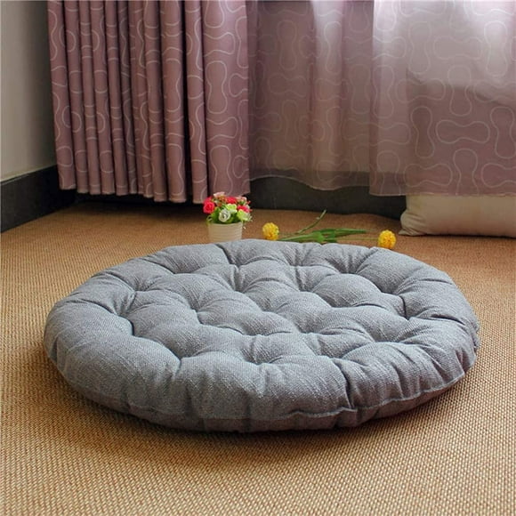 HSHDLDF Futon Rond Japonais, Grand Coussin de Sol Tatami en Lin, Coussin d'Assise en Coton Épaissi Tufté, Coussin de Sol Uni, Coussin de Yoga et de Méditation pour Balcon Extérieur (Taille : 65x65 cm (26x26 Pouces), Couleur : Clair