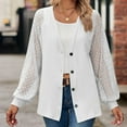 thumbnail image 5 of Lindreshi Winter Coats for Women 2023 Trendy Women鈥檚 and Winter Sleeve Solid Color Loose Button Lace Patchwork Cardigan Top, 5 of 5