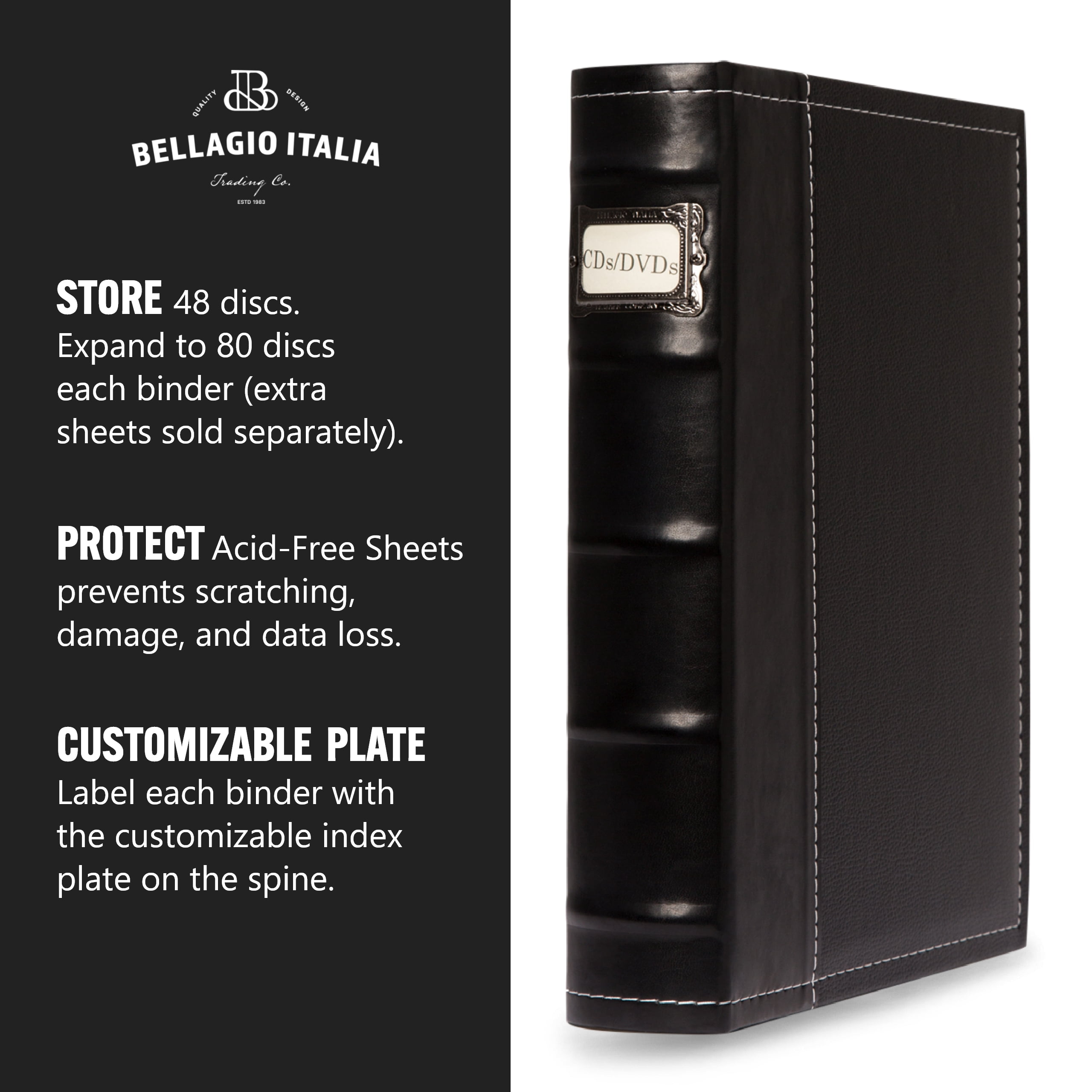 Bellagio-Italia CD/DVD Storage Binder - Brown - Leather - 384-Disc