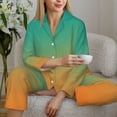 thumbnail image 6 of Vsdgher Orange To Teal Gradient1 Pajamas Set Long Sleeve Sleepwear Womens Button Down Nightwear Pj Sets-Large, 6 of 7