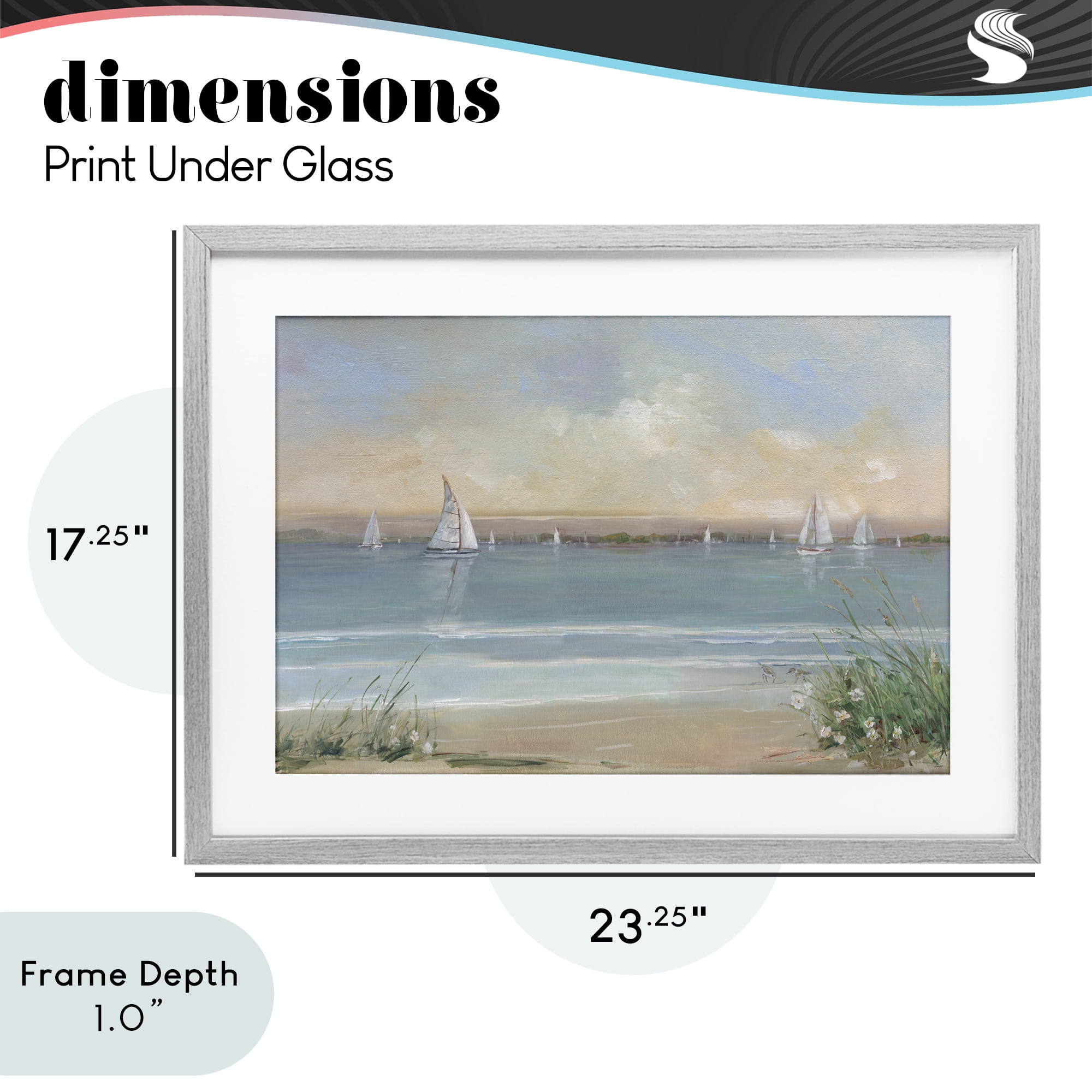 Stupell Industries Coastal Sailing At Dawn Gray Framed Print Under Glass, design by Sally Swatland