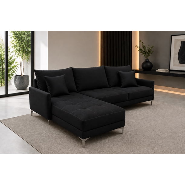 Sala esquinera El Bazar Store Caslon Negro 260x180 cm Lino nacional Modular
