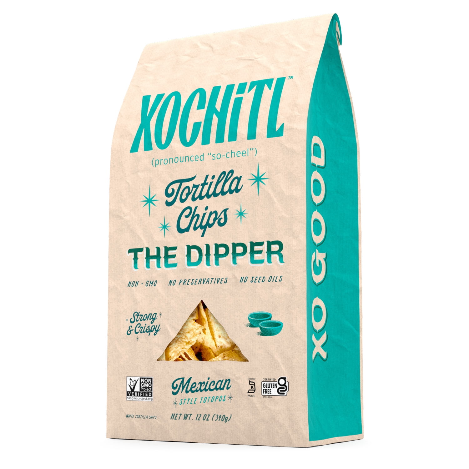 (2 pack) Xochitl The Dipper White Corn Tortilla Chips, 12 oz Paper Bag