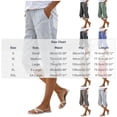 thumbnail image 2 of Yievot Striped Capri Pants for Women Button Slit Side Breathable Casual Summer Vacation Beach Cropped Trousers, 2 of 6