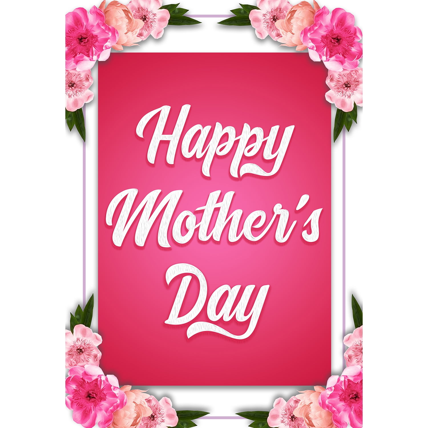 America Forever Happy Mother's Day Floral House Flag 28 x 40 inches Pink Flowers Blossom Double Sided Holiday Seasonal Yard Outdoor Decorative I Love You Mom Flag
