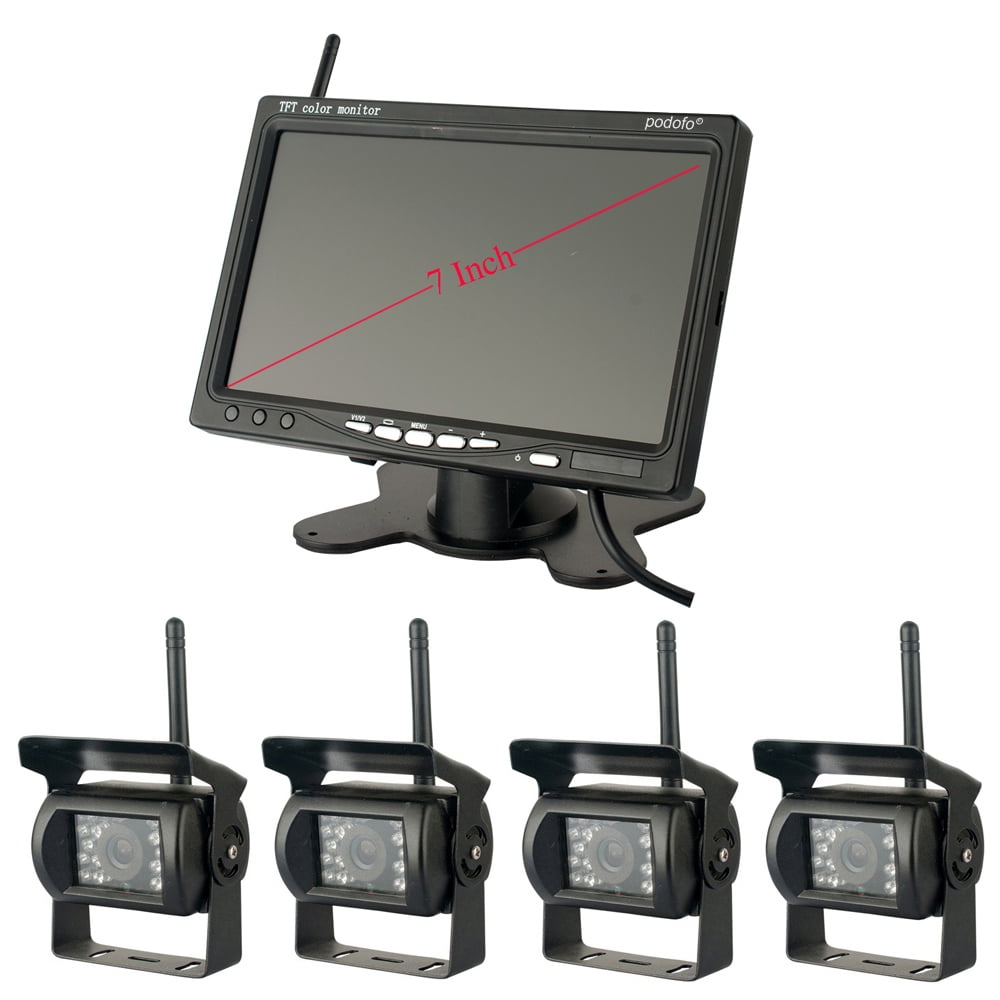 Camecho 4 Backup Cameras IR Night Vision Waterproof with 7" Rear View