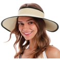 thumbnail image 1 of Visera solar de paja con ala ancha y plegable de Hat Simplicity, color beige, 1 of 6