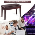 thumbnail image 4 of Costway Solid Wood PU Leather Piano Bench Padded Double Duet Keyboard Seat Storage Brown, 4 of 10