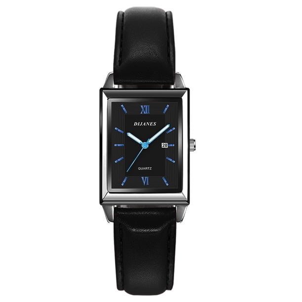 Reloj casual de cuero para hombre, reloj de cuarzo cuadrado, reloj para estudiantes, reloj con calendario para hombre