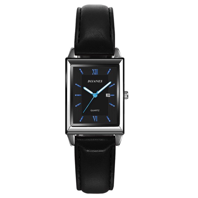 Reloj casual de cuero para hombre, reloj de cuarzo cuadrado, reloj para estudiantes, reloj con calendario para hombre