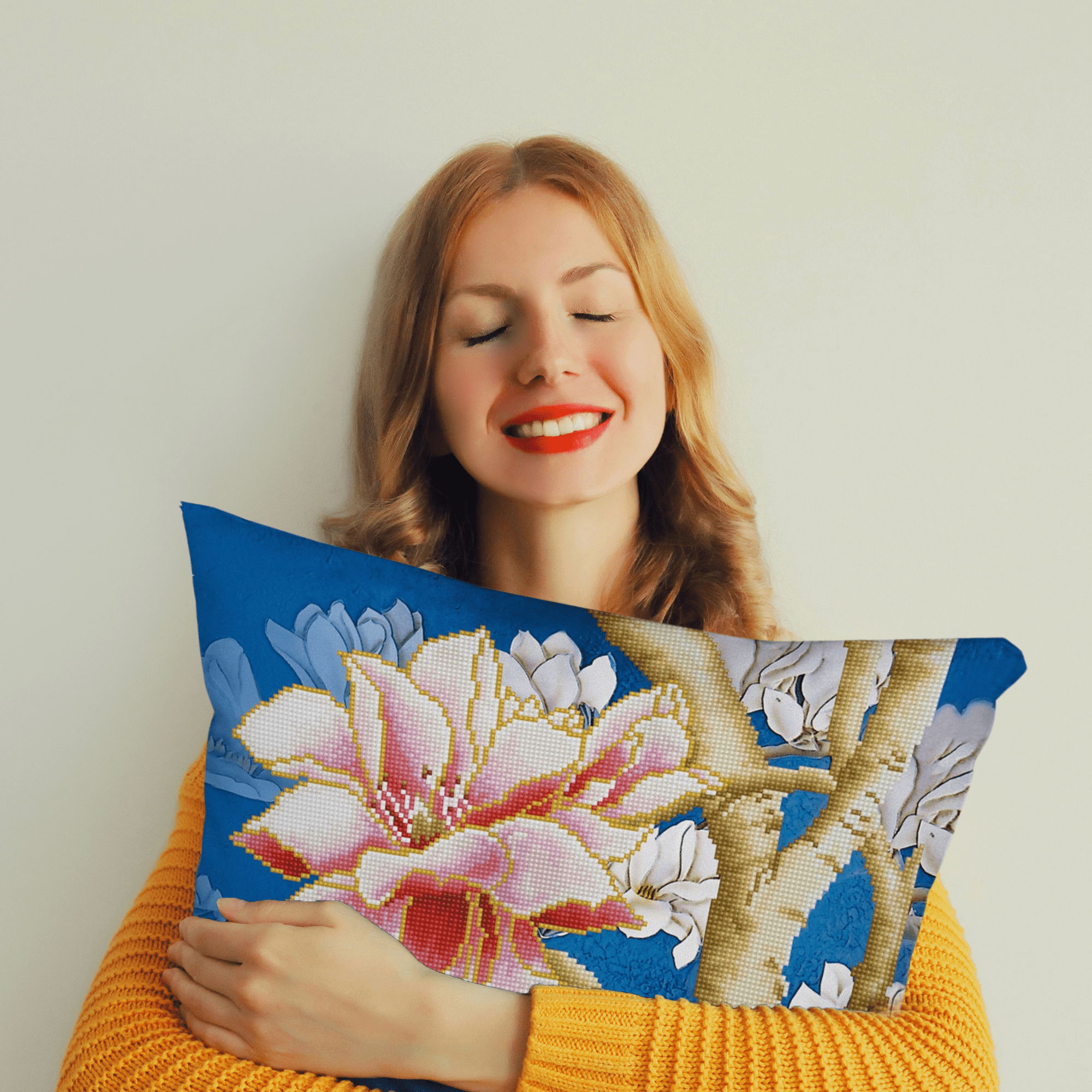 Diamond Dotz Magnolias on Blue 2Floral Diamond Painting Kits for Adults - Diamond Art Kits a Relaxing Creative Craft Kit with Dotz Gems 17.7"x17.7"