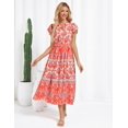 thumbnail image 2 of Vestido GRACE KARIN para mujer, estilo bohemio, maxi rojo, talla L, 2 of 5