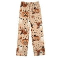 thumbnail image 6 of VBTAPA Halloween Pajamas for Women 2 Piece Pant Sets Pumpkin Print Long Sleeve Button Up Shirt with Bottoms Pjs Lounge Outfits Khaki M, 6 of 7