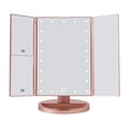 thumbnail image 2 of Makeup Mirror with 21 LED lights,3x/2x Magnification,Trifold Mirror, 180 Adjustable Rotation, Dual Power Supply, Countertop Cosmetic Mirror - Rose Gold, 2 of 6