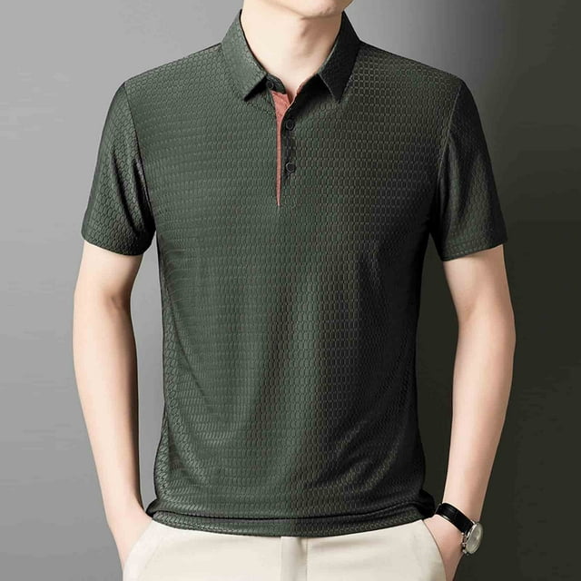 pstuiky camiseta de hombre, Camisa de manga corta con cuello vuelto, holgada, informal, a la moda, de color liso para hombre camisetas de hombre l