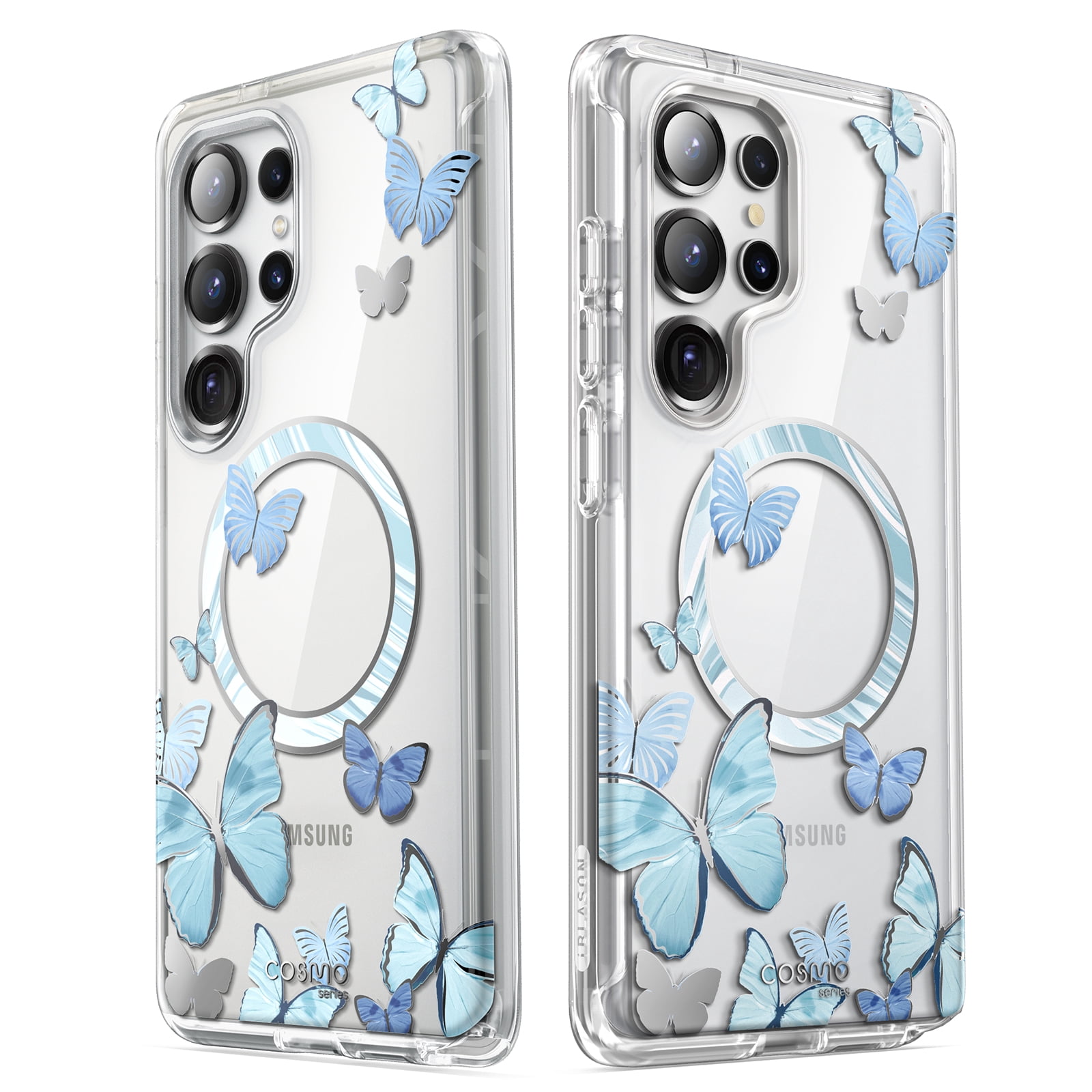 i-Blason Cosmo for Samsung Galaxy S25 Ultra Case MagSafe with Built-in Screen Protector [Support Fingerprint ID & Wireless Charger] Full-Body Slim Magnetic Phone Case Cover for S25 Ultra, BlueFly