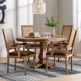 thumbnail image 2 of GDF Studio Zentner French Country Fabric Upholstered Wood and Cane 5 Piece Expandable Dining Set, Natural and Brown, 2 of 13