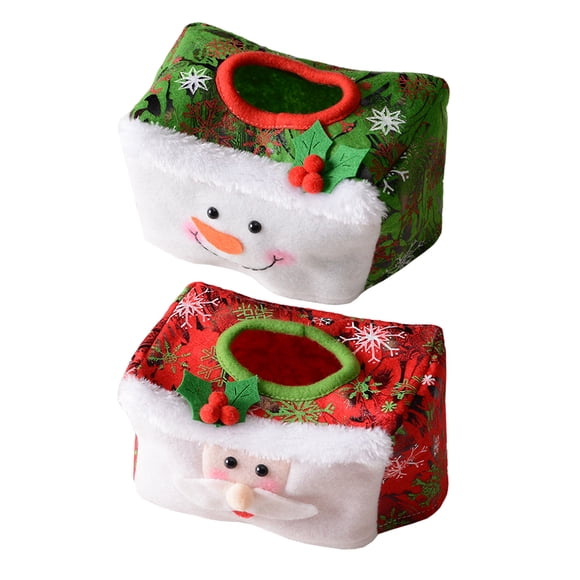 2 UNIDS Titular de papel higiénico Caja de caja Cubierta de tejido Navidad Toallas de papel
