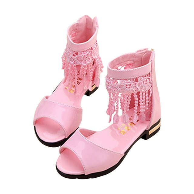 Roman Sandals for Girls, High Heel Design, Non-Slip Sole, Lightweight Flexible Construction, Breathable Upper, Adjustable Strap Fit