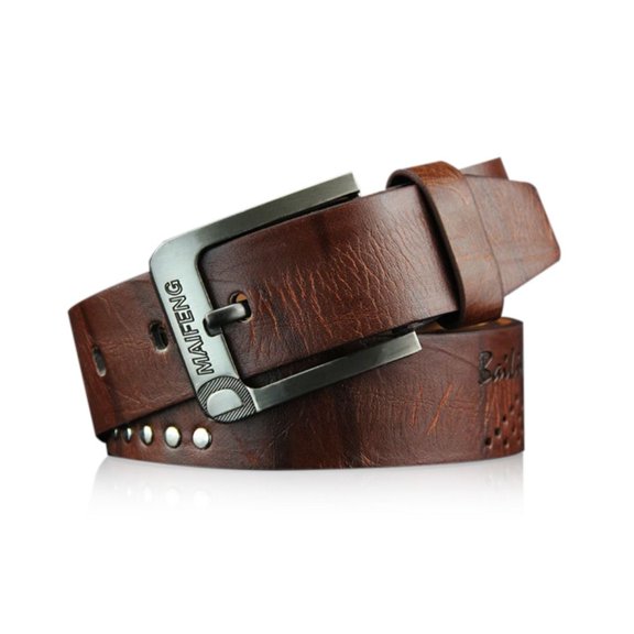 All-match Casual Vintage Pants Bands Men Belts Leather Belt Pin Buckle Waistband COFFEE