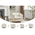 thumbnail image 4 of 360° Swivel Accent Chair, Chenille Upholstered Armchair Barrel Chair with One Waist Pillow and Wood Base, Comfy Reading Chair for Living Room Bedroom, 4 of 7
