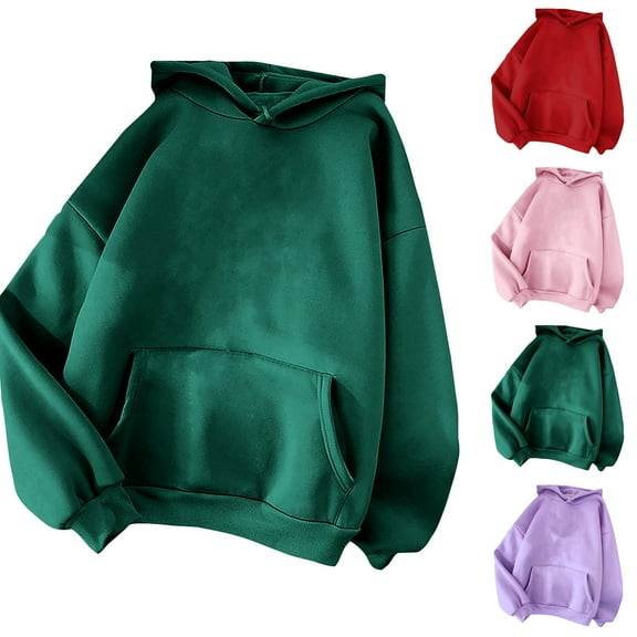 Meichang Cute Hoodies for Teen Girls Oversized Sweatshirts Long Sleeve Loose Fleece Pullover Hoodies Solid Casual Hooded Sweatshirt with Pocket