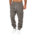 thumbnail image 2 of LUGOGNE Mens Cargo Sweatpants Fleece Lined Joggers Pants Drawstring Elastic Waist Casual Track Pants with Multi Pockets Coffee,XXXL, 2 of 5
