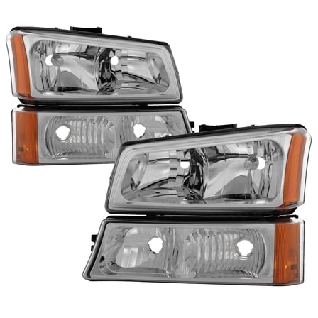 Xtune Chevy Silverado 2500HD 03-06 Crystal Headlights w/ Bumper Lights Chrome HD-JH-CSIL03-AM-C-SET Fits select: 2003-2007 CHEVROLET SILVERADO