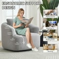 thumbnail image 3 of Spaco 360° Swivel Round Upholstered Comfy Chair, Single Sofa with One Soft Pillow, Teddy Fleece High-Resilience Sponge Sofa for Indoor as Living Room, Bedroom, Light Grey, 3 of 12