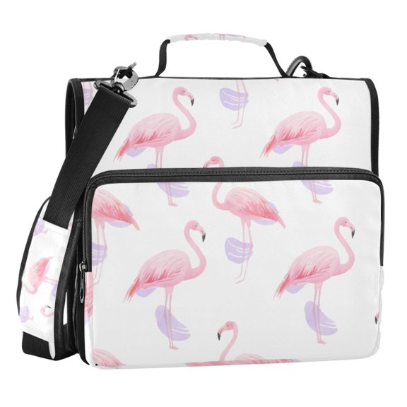 ALAZA Zipper Binder Flamingos Watercolor 3 Ring Trapper Keeper File Folder Organizer Bag