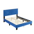 thumbnail image 5 of Queen Size Bed Frame, Wooden Platform Bed with Rivet Headboard Decorate, Modern Velvet Upholstered Bed Frame with 10 Sturdy Slats for Bedroom, No Box Spring Required, Easy Assemble, 5 of 7