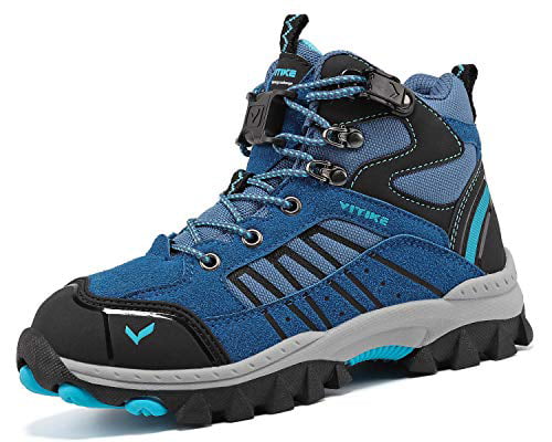 Boys Hiking Boots Kids Outdoor Sports Shoes Climbing Sneaker Comfortable Non-Slip Snow Shoes Hiker Boot Antiskid Steel Buckle Sole