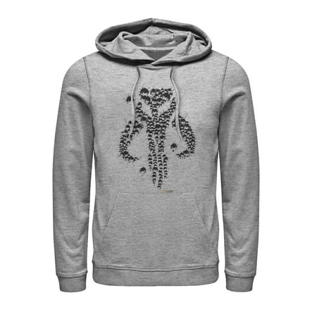 Men s Star Wars: The Mandalorian Mythosaur Bullet Hole Pull Over Hoodie Athletic Heather X Large