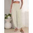 thumbnail image 4 of ANRABESS Wide Leg Capri Pants for Women Smocked High Waist Cropped Lounge Pants with Deep Pockets, Crisscross Hem Beach Vacation Trousers Size M, 4 of 9