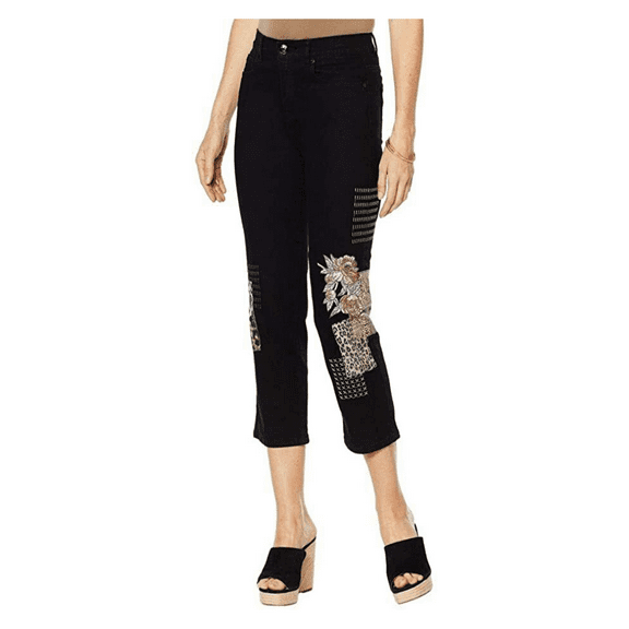 DG2 by Diane Gilman Womens Classic Stretch Embroidered Cropped Jean, 6P