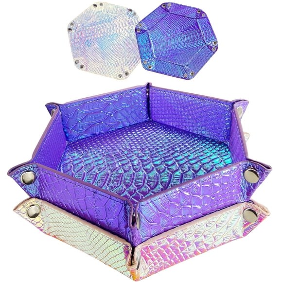 Bandeja para dados SIQUK, diseño de sirena, de piel sintética, plegable, hexagonal (2 unidades)