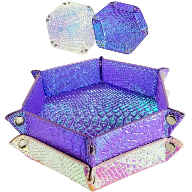 Bandeja para dados SIQUK, diseño de sirena, de piel sintética, plegable, hexagonal (2 unidades)
