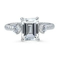 thumbnail image 2 of BERRICLE Sterling Silver 3-Stone Woven Wedding Engagement Rings for Women, 2.6 Carat Emerald Cut Cubic Zirconia CZ Ring Size 4, 2 of 10