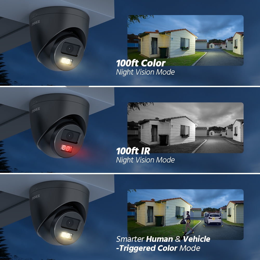 ANNKE 3K PoE Security Camera, Outdoor Turret Surveillance Wired Cameras for Home Security, AI Human/Vehicle Detection, Smart Dual Light, Color Night Vision, 120 dB WDR, 2.8mm Lens, Built-in Mic